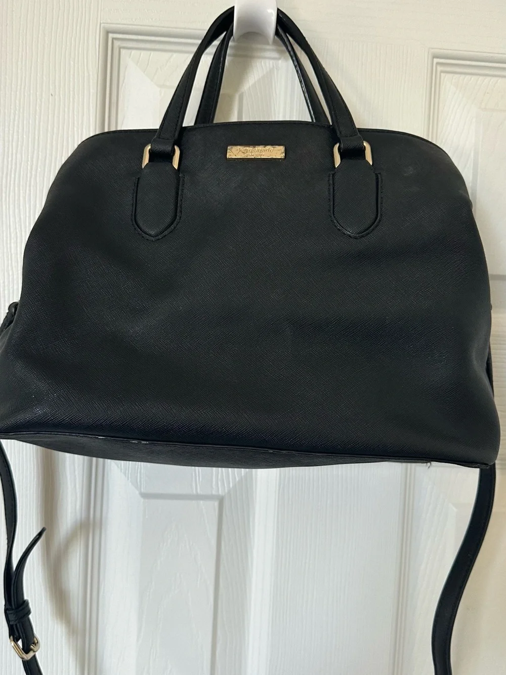 Kate Spade Black Structured Dome Satchel Handbag